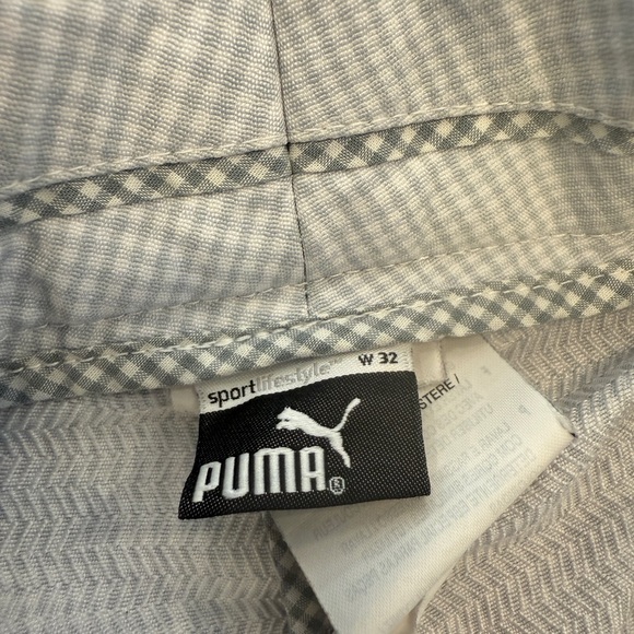Men's Puma White Checkered Golf Shorts - Picture 3 of 4